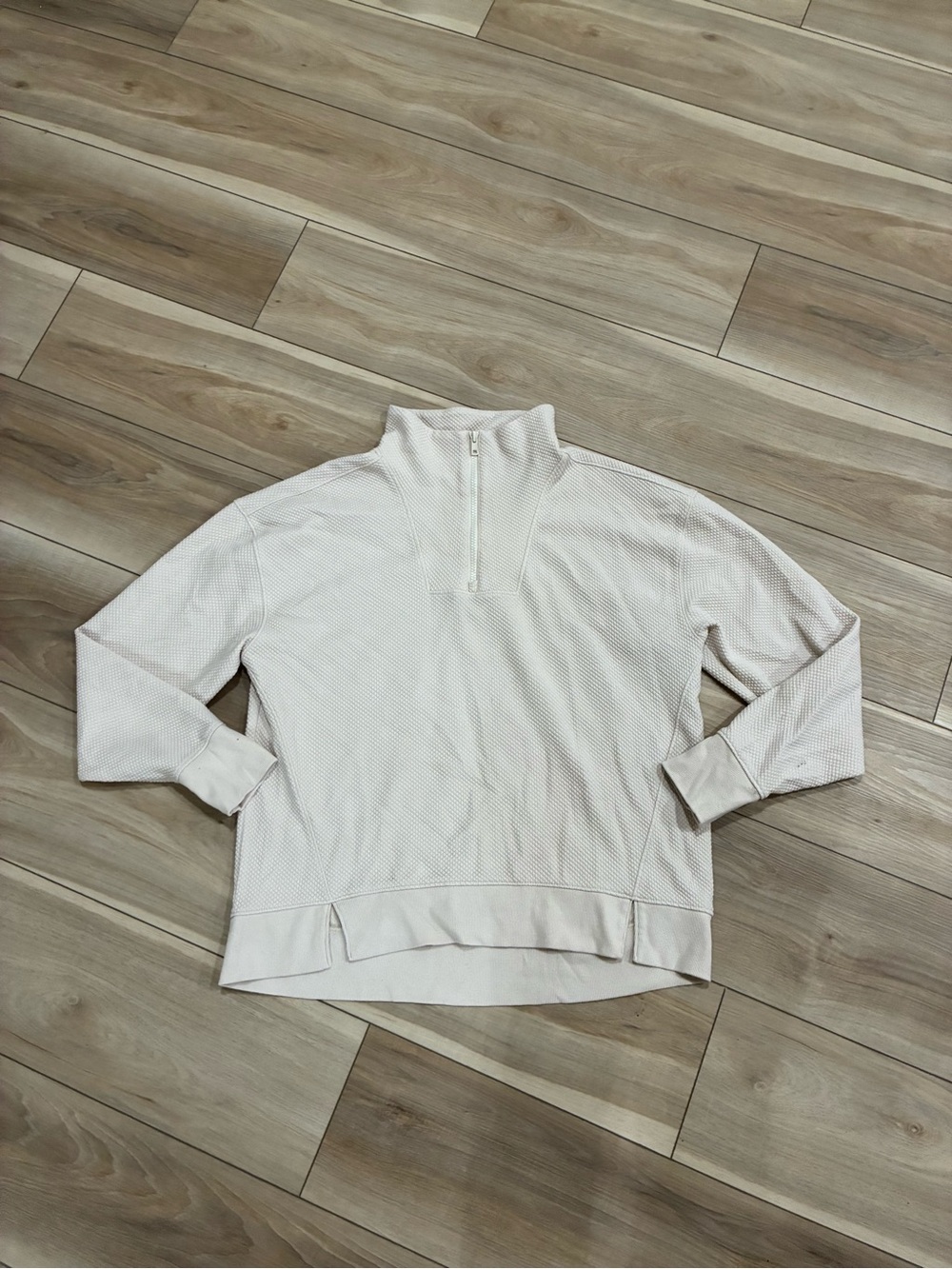 bcg Cream Quarter-Zip Waffle Pullover